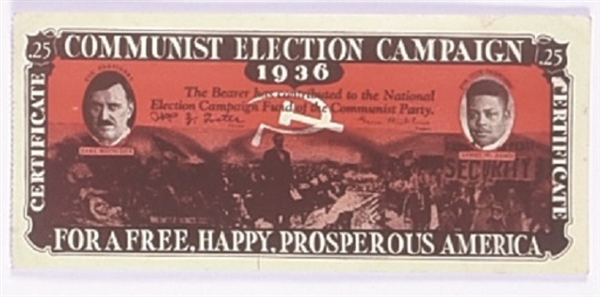 Browder, Ford Communist Party Certificate