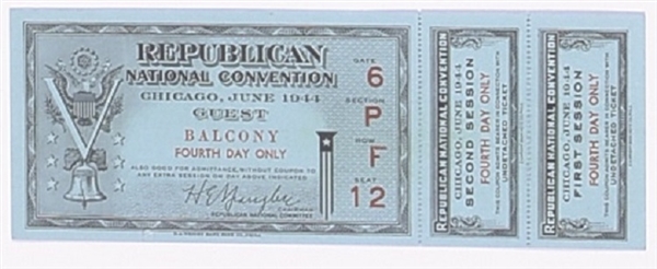 Dewey 1944 Convention Ticket