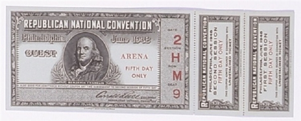 Dewey 1948 Convention Ticket