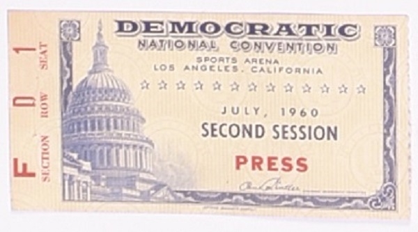 John F. Kennedy Convention Press Ticket
