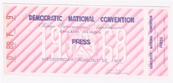 1968 Democratic National Convention Press Pass