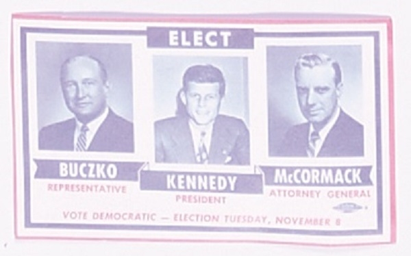 John F. Kennedy, Buczko, McCormack Massachusetts Card