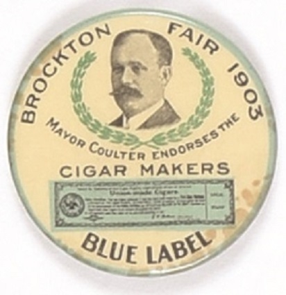 Brockton Fair, Blue Label Cigars 1903 Pin