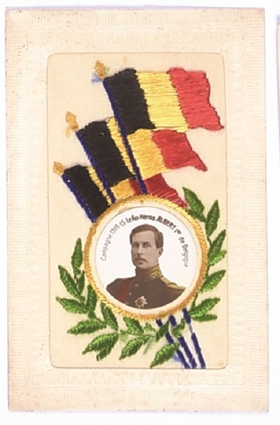 King of Belgium Embroidered World War I Postcard