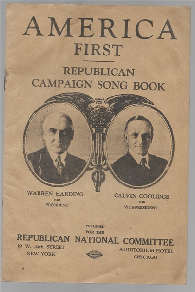 Harding-Coolidge America First Song Book