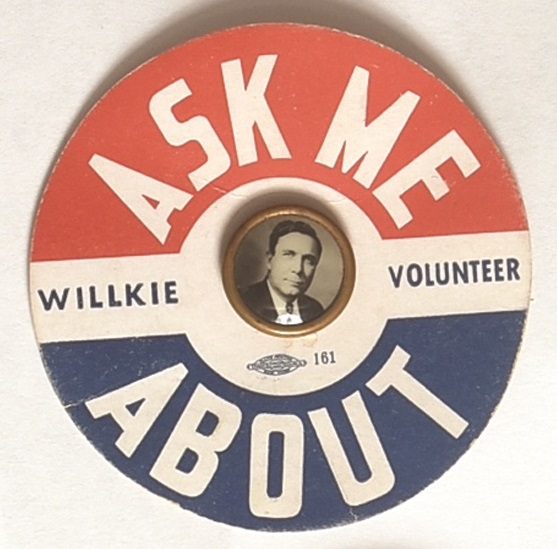 Ask Me About Willkie Volunteer Pin and Card