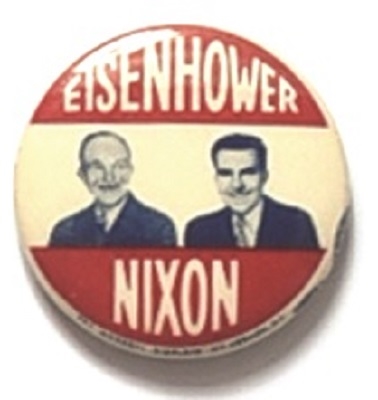 Eisenhower and Nixon Rare 1 1/4 Inch Red, White and Blue Jugate