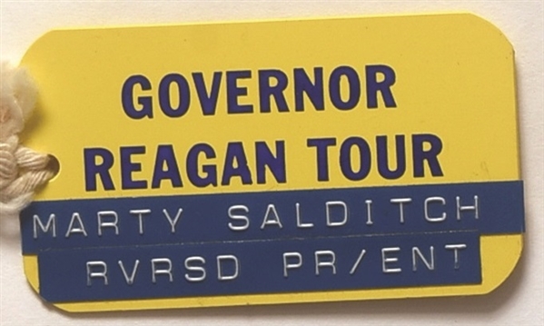 Governor Reagan Tour California Newspaper Badge