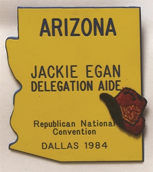 Reagan, Arizona 1984 National Convention Arizona Delegation Aide Badge