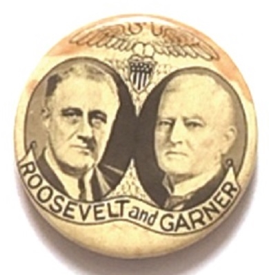 Franklin Roosevelt, Garner Rare St. Louis Button Jugate