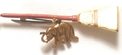 Willkie Broom Pin with Elephant Charm