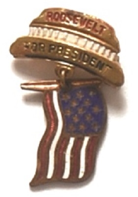 Franklin Roosevelt Enamel Pin and Flag