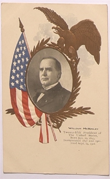 McKinley Embossed Eagle Postcard