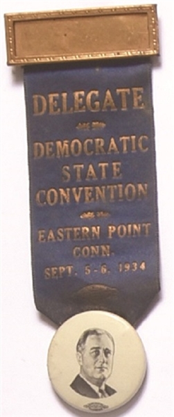 Franklin Roosevelt Connecticut State Convention Pin, Ribbon