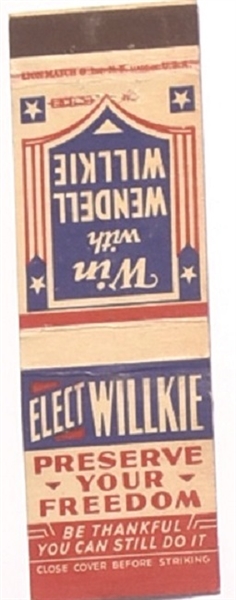 Willkie Preserve Your Freedom Matchbook Cover