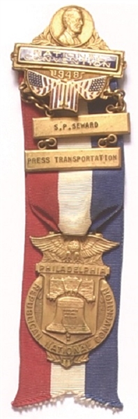 Dewey 1948 Convention Press Transport Badge