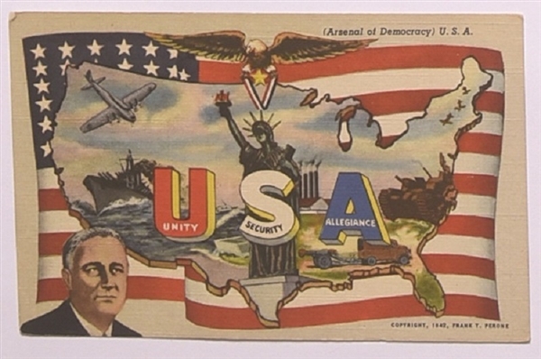 Franklin Roosevelt Arsenal of Democracy Postcard
