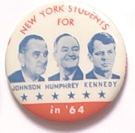 Lyndon Johnson, Robert Kennedy Orange New York Coattail