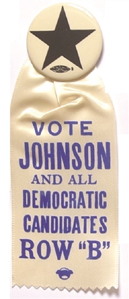 Vote Johnson Tammany Star Pin and Ribbon