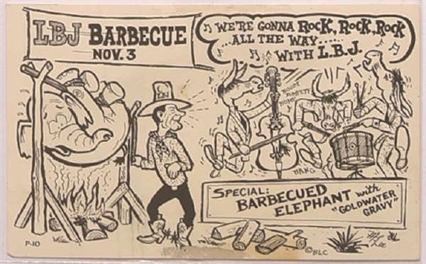 Lyndon Johnson LBJ Barbecue Postcard