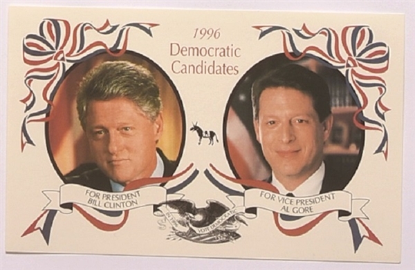 Clinton, Gore Colorful 1996 Postcard