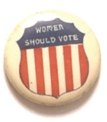 Women Should Vote Shield Suffrage Pin