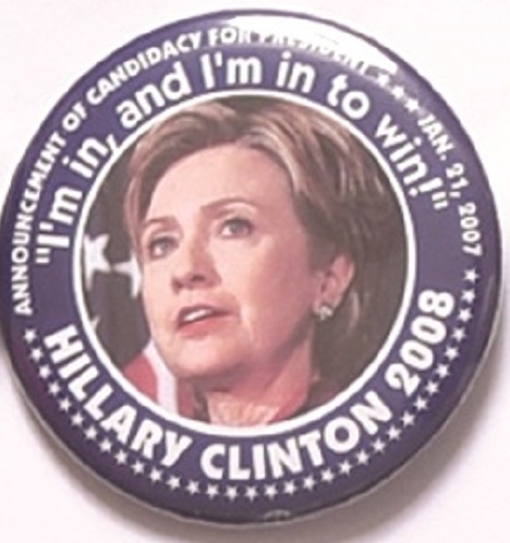 Hillary Clinton Announcement Pin
