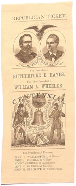 Hayes, Wheeler New Hampshire Ballot