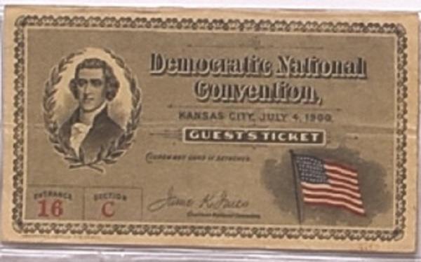 Bryan 1900 Convention Ticket