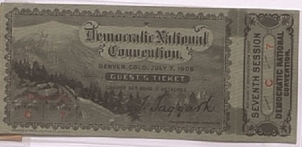 Bryan 1908 Convention Ticket