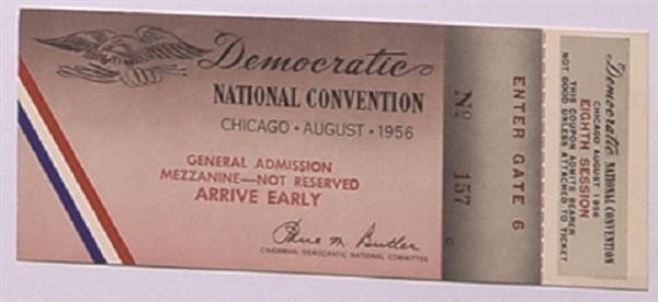Adlai Stevenson 1956 Democratic Convention Ticket