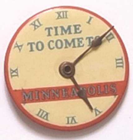 Time to Come to Minneapolis Clock Celluloid