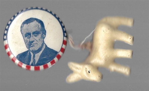 FDR Stars and Stripes Pin, Donkey Charm 