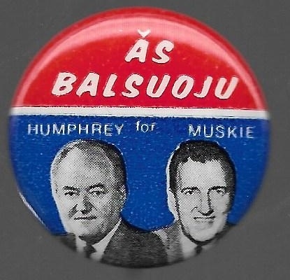 Humphrey, Muskie Lithuanian Foreign Language Pin
