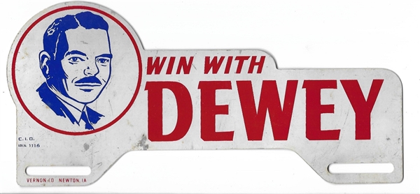 Win With Dewey License Plate