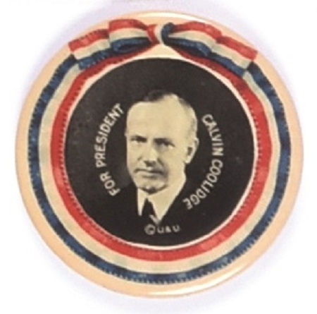 Calvin Coolidge for President Rare Ribbon Design Pin