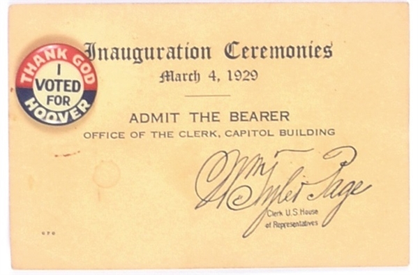 Thank God I Voted for Hoover and Inaugural Card