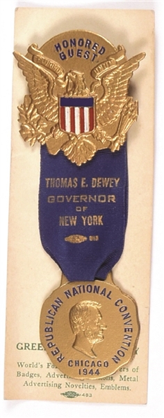 Thomas Dewey Personal 1944 Republican Convention Badge