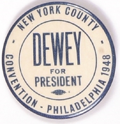 New York County Dewey for President Pin