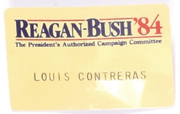 Reagan-Bush Campaign Committee, Louis Contreras Name Badge