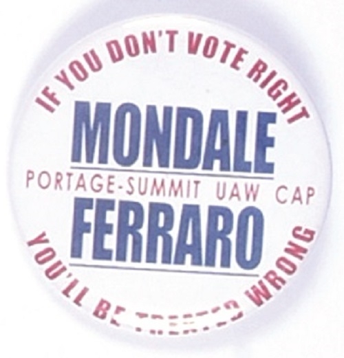 Mondale, Ferraro Portage-Summit Co. UAW CAP