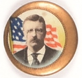 Theodore Roosevelt Flag, Gold Border Pin