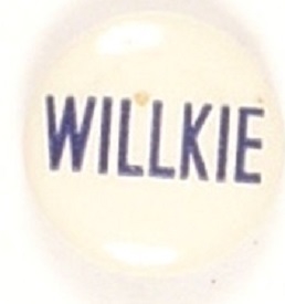 Willkie Smaller Size Blue, White Celluloid