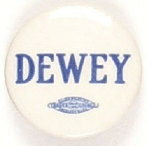 Dewey Blue and White Celluloid