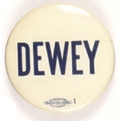 Dewey Blue, White Celluloid, Thin Letters