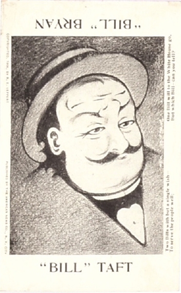 Taft, Bryan Two-Faced Postcard