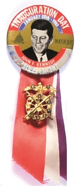 Kennedy Inaugural Pin, Eagle Pin, Ribbons