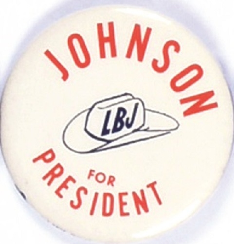 Johnson for President Stetson Hat Celluloid