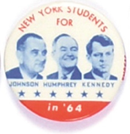Johnson, Humphrey, Kennedy New York Orange Coattail