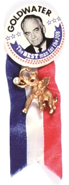 Goldwater Best Man for the Job Pin, Ribbon, Elephant